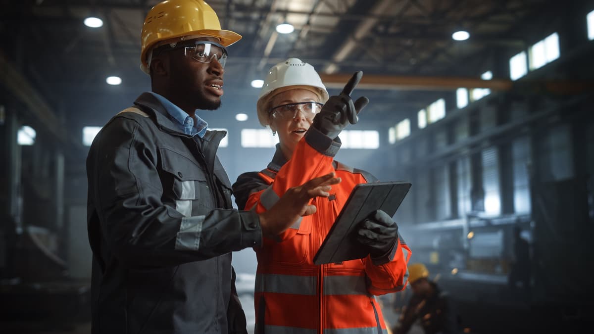 Manufacturing workers in factory